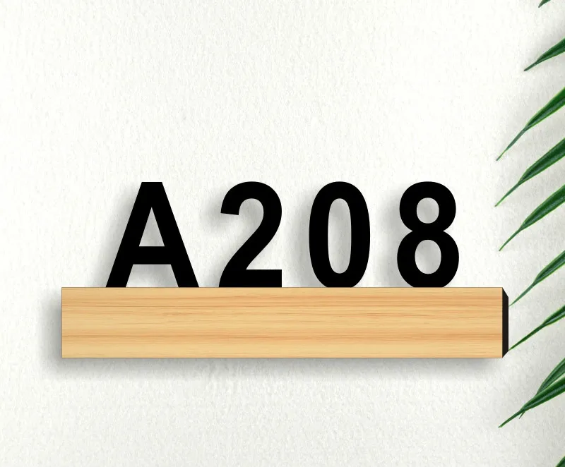 

House Number Plate Home Hotel Signboard Buiding Floor Number Sign Rack Acrylic Number Letter Wooden Bracket