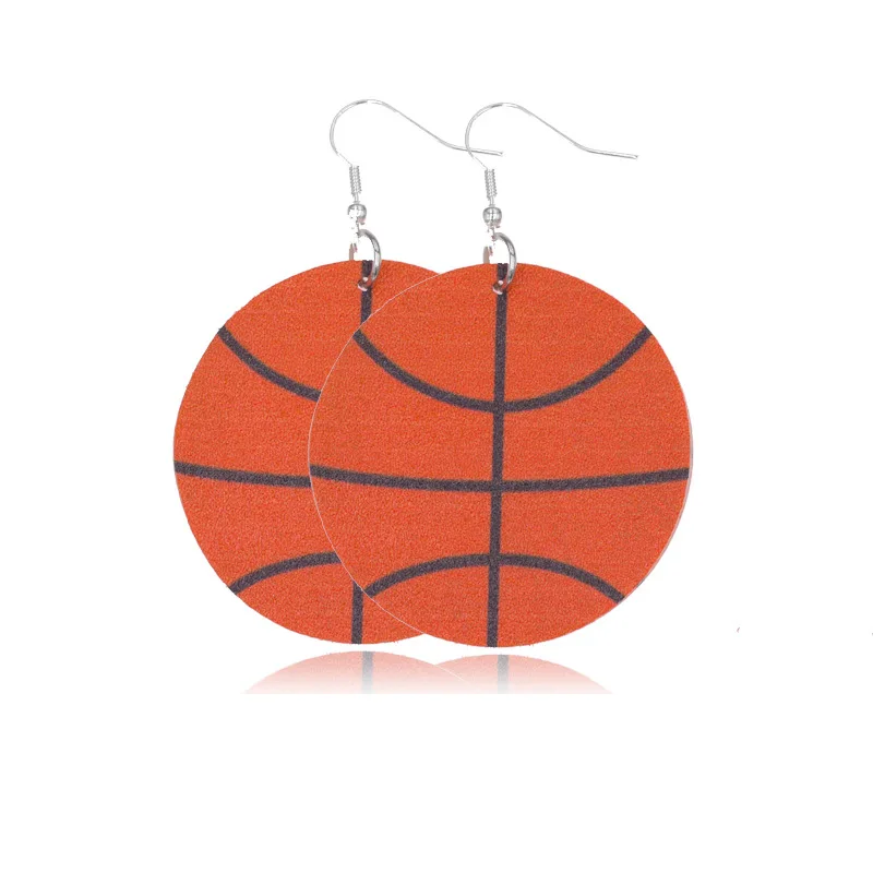

2019 Pu Leather Earrings for Women 3D Printing Basketball Baseball Football Earrings Sports Series Fashion Jewelry Wholesale