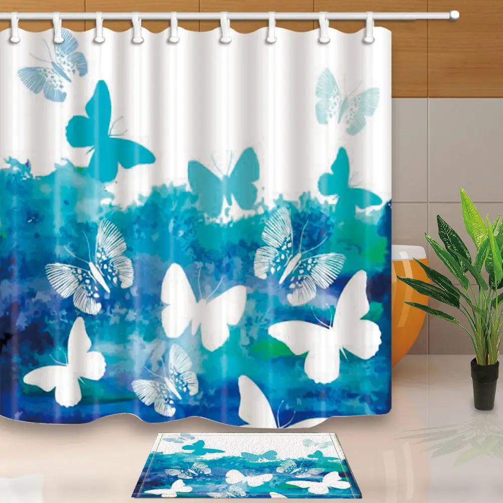 Butterfly Bathroom Decorative Waterproof Fabric Bathroom Shower