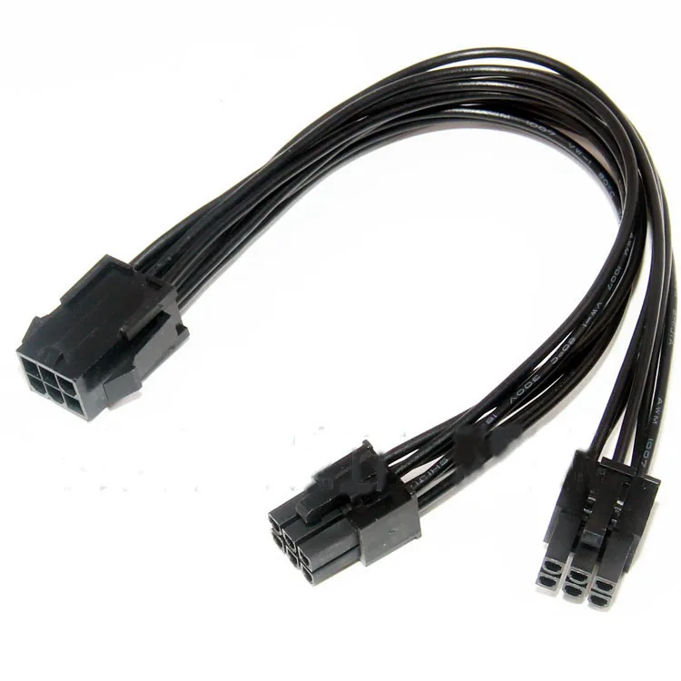 

1 pc 6 pin turn to 2 pcs 6 Pin graphics card power connector line 6PIN adapter cable 2 pcs 6pin graphics card line