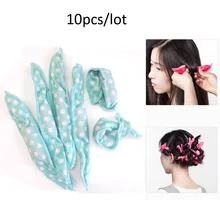 10 шт./лот, в белый горошек, мягкими валиками DIY мягкий спонж для Волос Стайлинг завивочные инструменты ночного сна пены Уход за волосами спираль бигуди для завивки