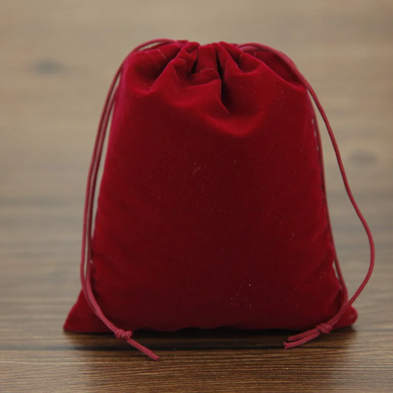 3 размера, 20 шт./лот, 8 цветов, бархатные упаковочные сумки для ювелирных изделий, подарочные сумки и сумки на шнурке,, Pochette Cadeau - Цвет: black red
