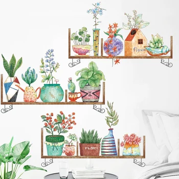 

Creative Flower Pot Wall Stickers for Living room Bedroom Kids room Kitchen Potted Plant Vinyl Wall Decals Art Home Decoration