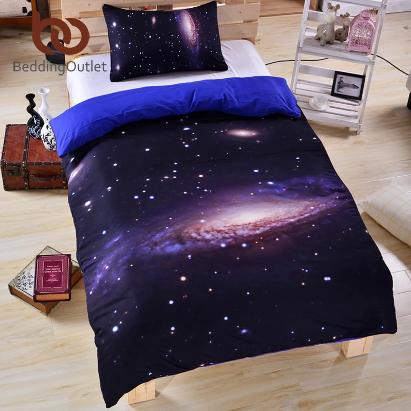 BeddingOutlet 3D Galaxy Bedding Set Earth Moon Print Unique