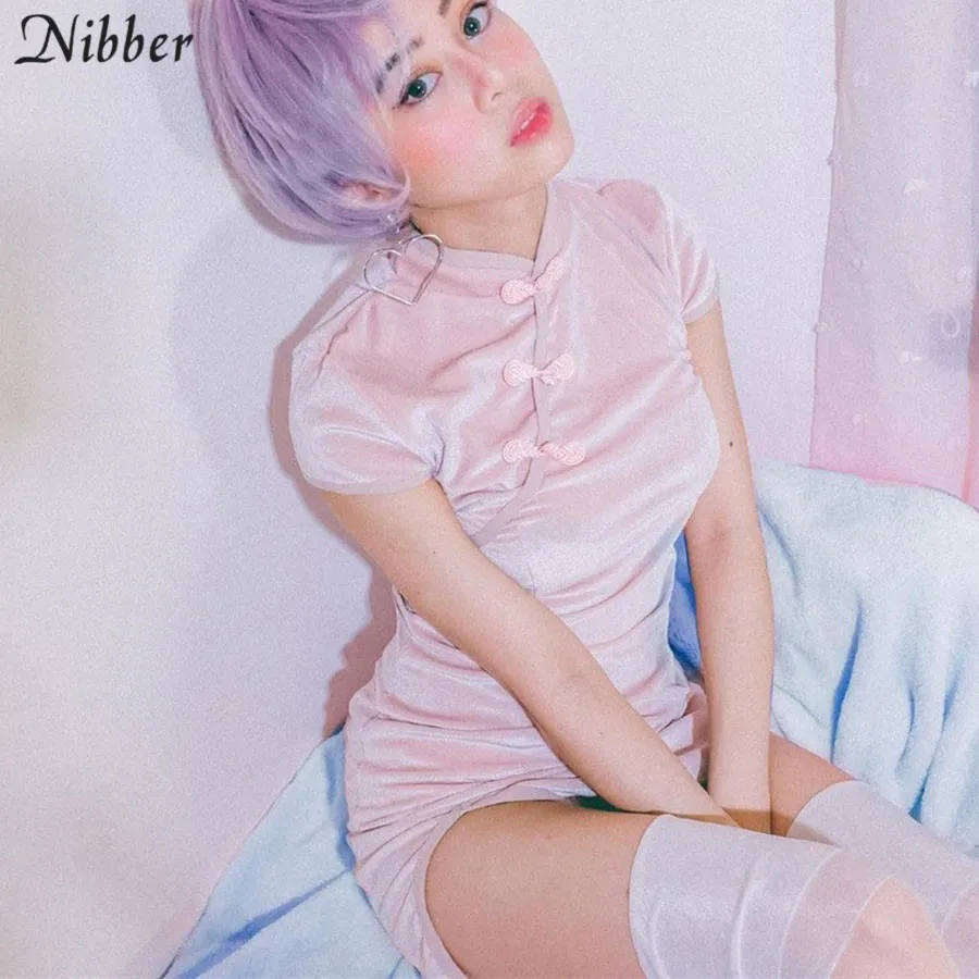 Nibber, ретро китайский стиль, cheongsam, облегающее мини-платье, женское, 2019весна-лето, модное, Клубное, вечерние, элегантное, черное, розовое, короткое платье