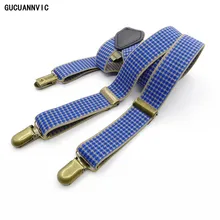 Горячая персонализированные синие полосы на лямках в стиле ретро мужские и wo мужские брюки в британском стиле подвесной зажим Три регулируемые подтяжки