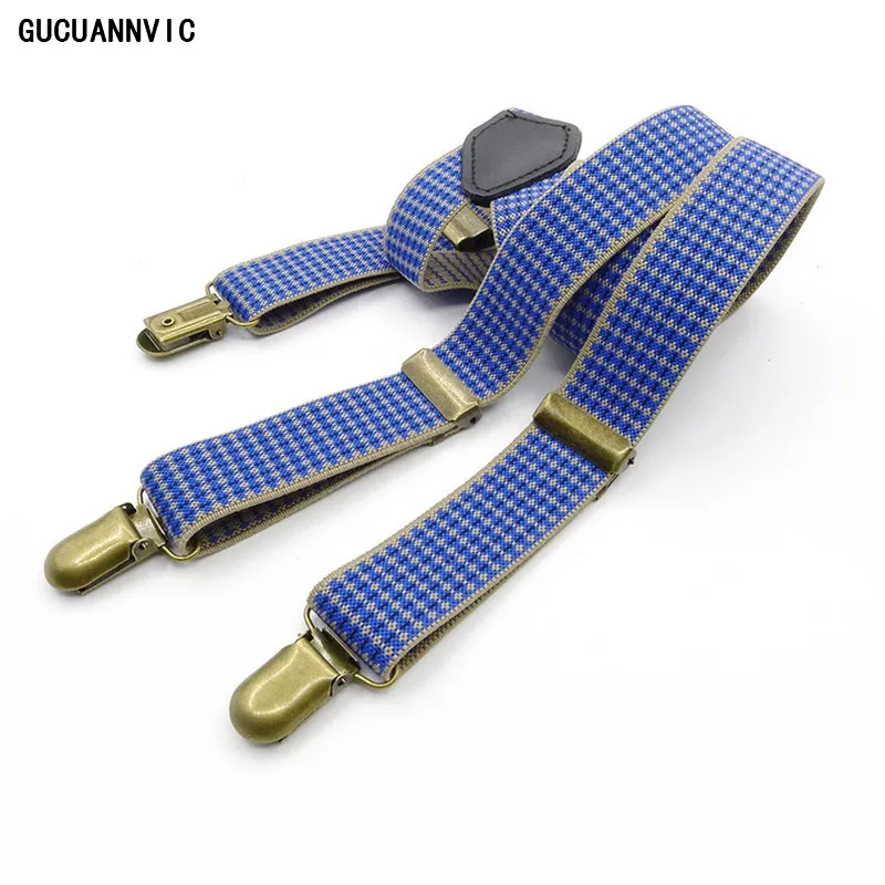 HOT personalized blue stripe retro Suspenders Men and women British