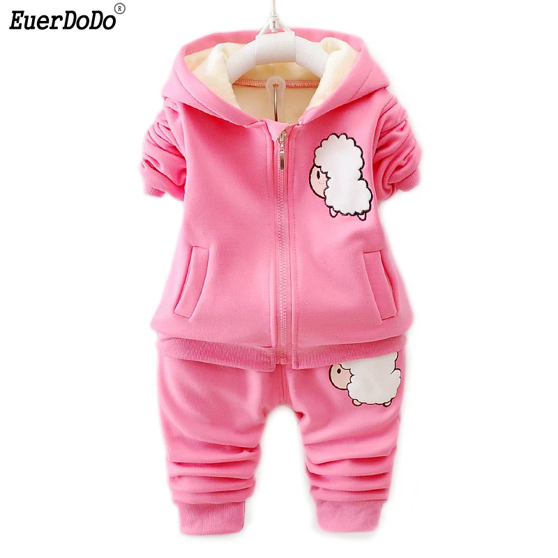 

Toddler Girls Outfits Autumn Winter Zipper Jacket Pants 2pcs For Baby Girl Fleece Suit Children's Sports Suit Kids Costume