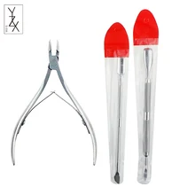 YZX 3 шт./упак. из нержавеющей стали, для кутикулы пульверизаторы палец вилка мертвой кожи триммер двухсторонний гвоздь толкатель кусачки шлифовальные буферные инструменты