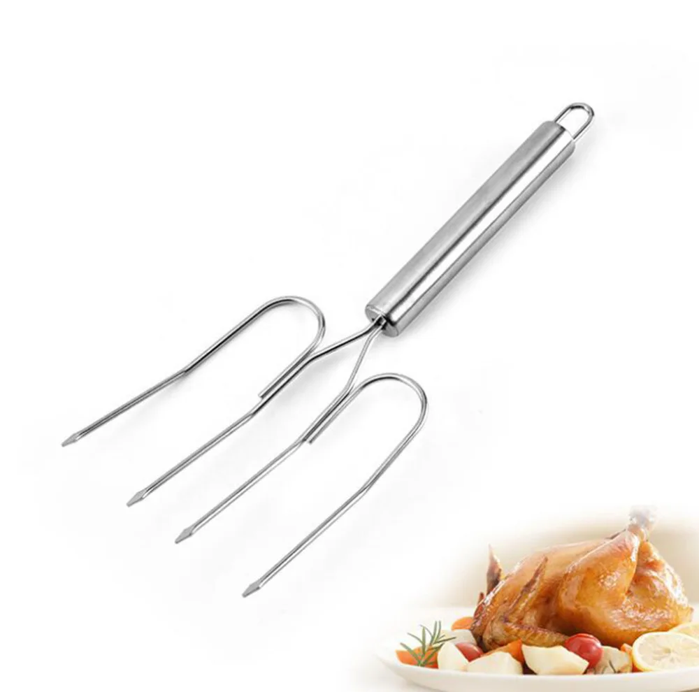 

2pcs Stainless Steel BBQ Meat Sticks Long chef grill Food Holders Skewers Needle Prongs for Barbecue Party Skewers Shipping LS*D