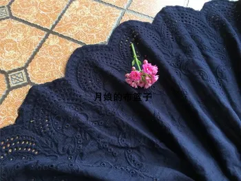 

Navy blue cotton embroidery lace DIY handmade quilted cotton lace fabric lace 55cm
