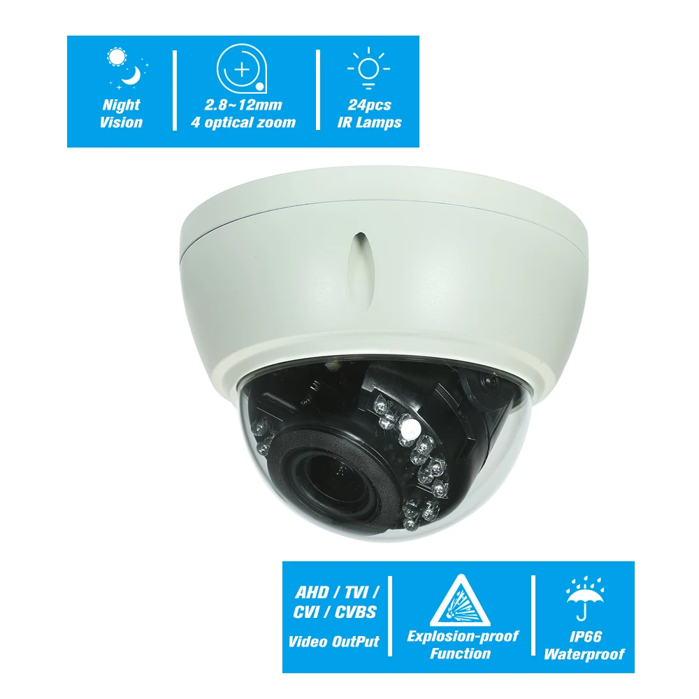 

4MP AHD Dome CCTV Camera Optical Manual Zoom Internal Focusing Lens Explosion-proof Support IR-CUT Night Vision Security System