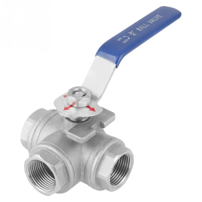 DN20 3/4 1pc Stainless Steel SUS304 Pipe Ball Valve Three way T Type .