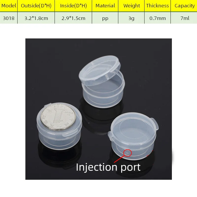 10pcs Round Transparent Plastic Storage Box Case Clay Bead Organizer  Container