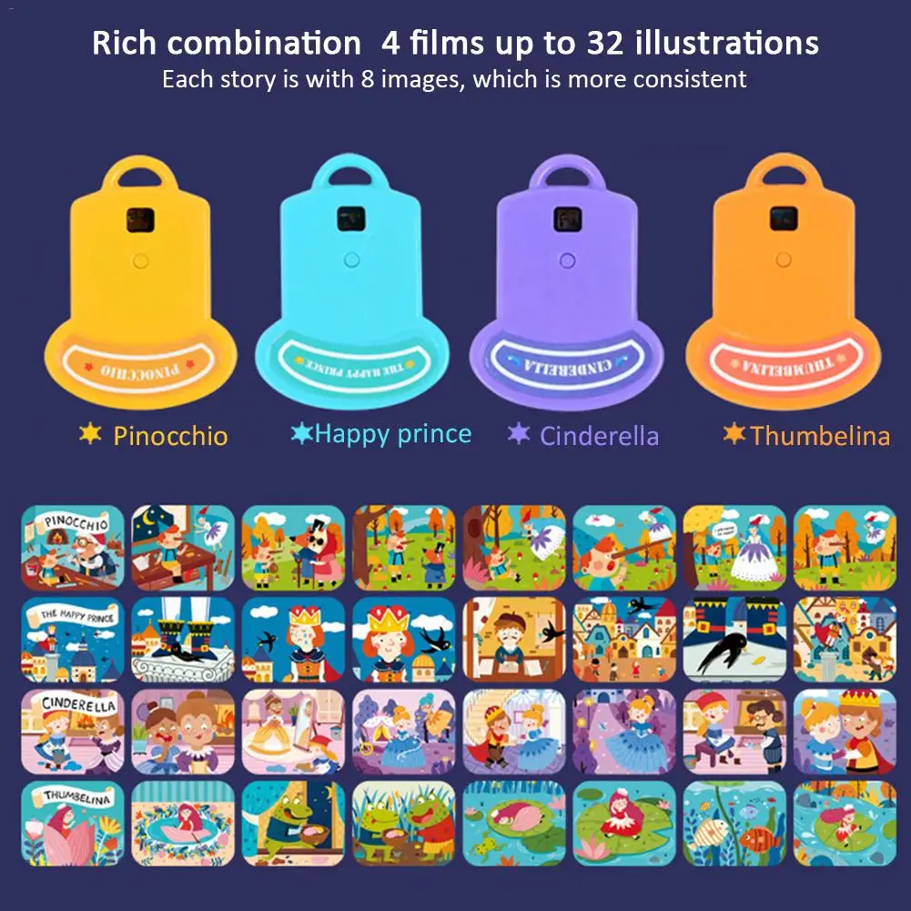 Kids Projector Torch Educational Light-up Toys for Children Develop Play Sleeping Stories Perform Set Child Gift