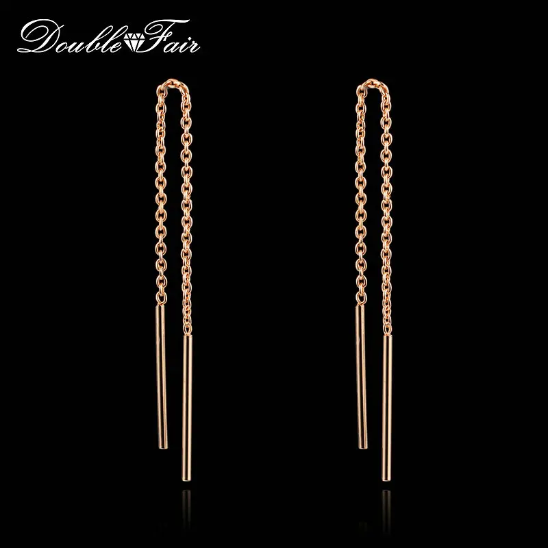 Double Juste Ol Style Longue Chaine Goutte Balancent Boucles D Oreilles Blanc Rose Or Couleur Mode Bijoux Barre De Frappe Oreille Manchette Pour Les Femmes Dfe236 Aliexpress