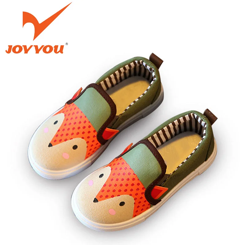 

JOYYOU Brand 2017 Girls canvas Shoes Cartoon Fox Print Size 21-30 Children kids shoes Soft Comfortable Flat School Shoes FK-011