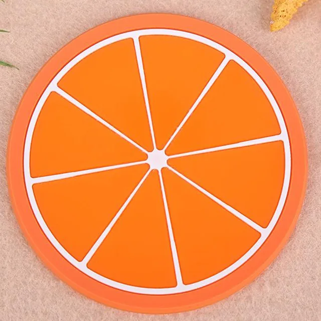 5 шт. силиконовая подставка под кружку в форме фруктов Нескользящая изоляционная подставка подстаканник оранжевый/арбуз/карамбола/дракон фрукты/киви форма - Цвет: orange 5pcs