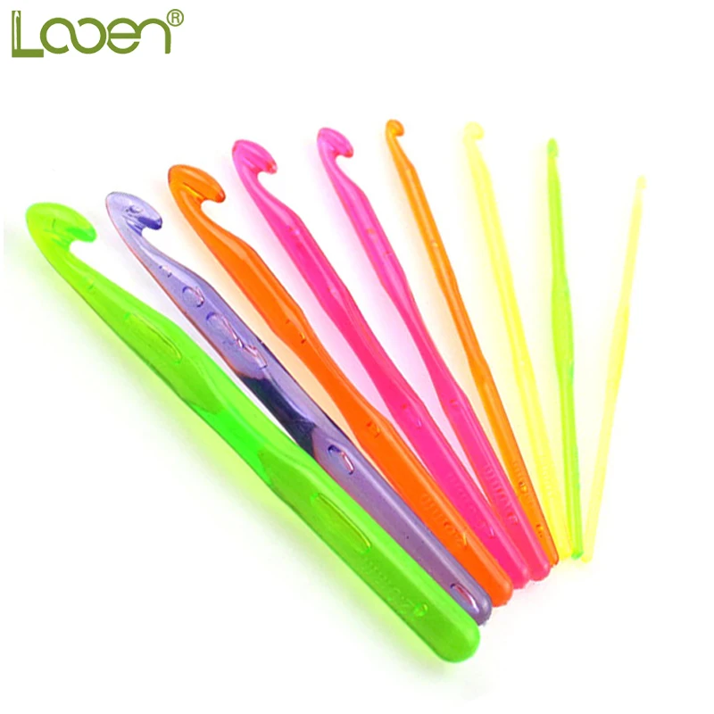 

9pcs Colorful Plastic Clear Crochet Hook Set Ergonomic Handle Craft Knit 3.0mm-12.0mm Crochet Hooks Knitting Needles Sewing Tool