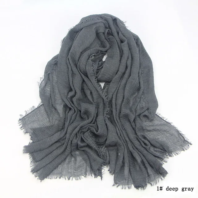 180x 100см хлопковый шарф для мужчин с бахромой популярное кашне хиджаб женские шали обертывания большой пашмины мужские шарфы - Цвет: dark gray