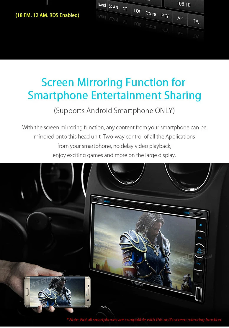 Best 6.95" Double Din Car DVD 2 Din Car Navigation GPS Two Din Multimedia Player with Piano Black Surround & Moveable Icons 5