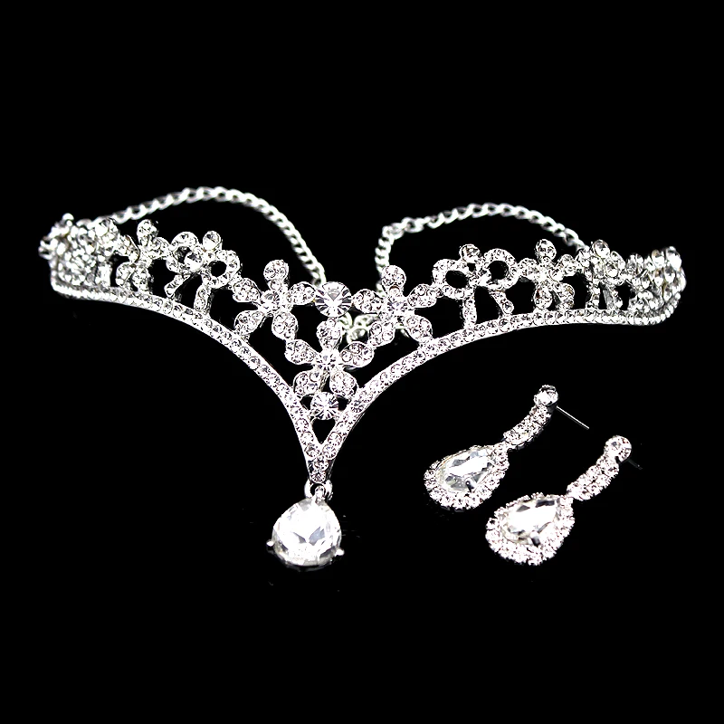 1 комплект чистая кристальная Свадебная вечерние индийские аксессуары для волос цветок горный хрусталь лоб украшения для головы Свадебные Hairchain для женщин