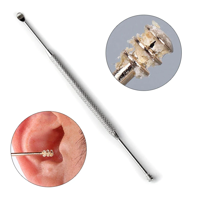 Mayitr Earpick Double-ended Stainless Steel Ear Pick Spoon Wax Remover  Anti-slip Ear Pick Ear Cleaner Tool Health Care
