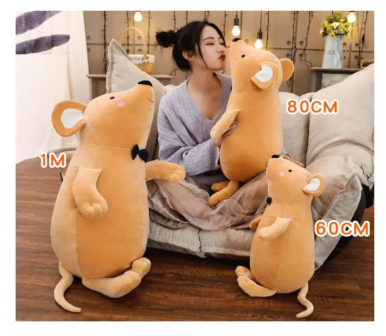 cute mouse plush toy big cartoon rat doll girl sleeping pillow for children birthday gift 39inch 100cm DY50710 (2)_1