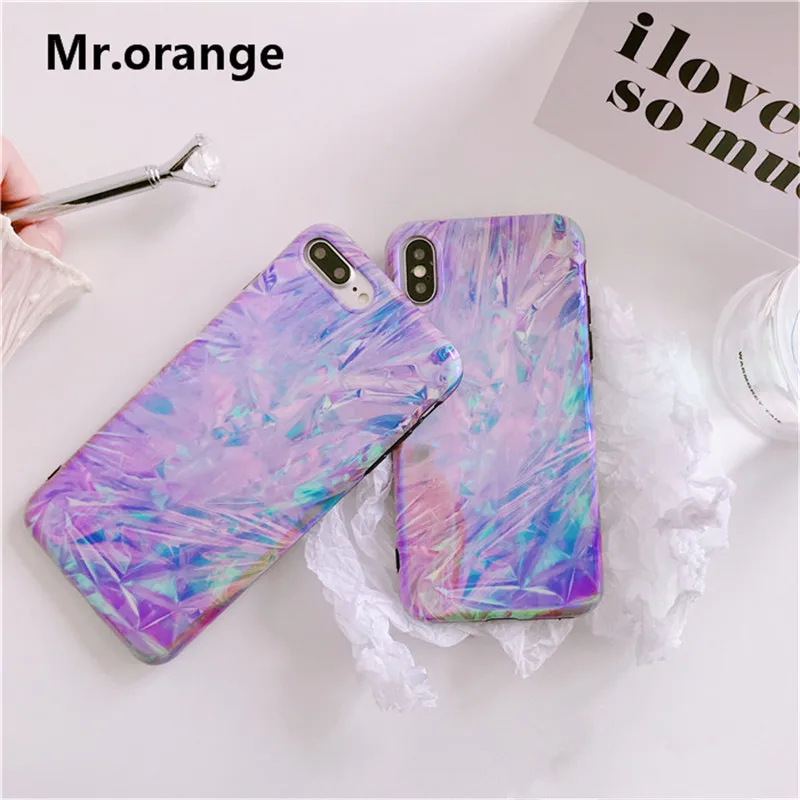 

Abstract painting laser phone Cases for iphone X 7 7Plus shiny silicon Soft mirror Case For iphone 6 6s 6Plus 8 8plus back cover