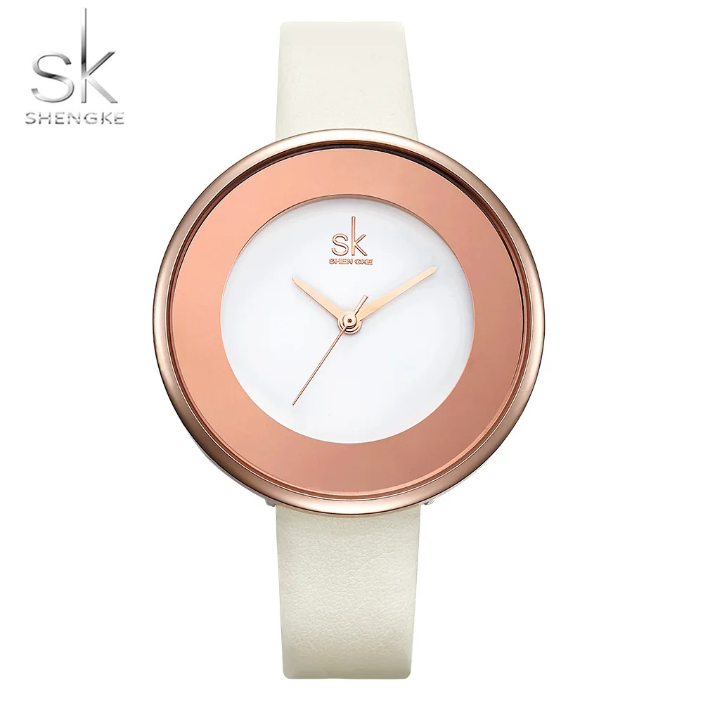 

2666 New Shengke Brand Luxury Watch Women Leather Wristwatch Top Brand Quartz Watch Fashion Jelly Watch Female Clock Reloj Mujer