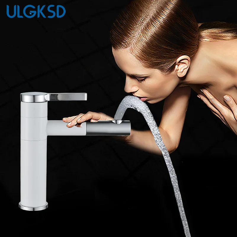 

ULGKSD Bathroom Sink Tap Single Handle Deck Mount Mixer Water Tap Ceramic Valve Basin Faucet Para Bathroom Sink Washing