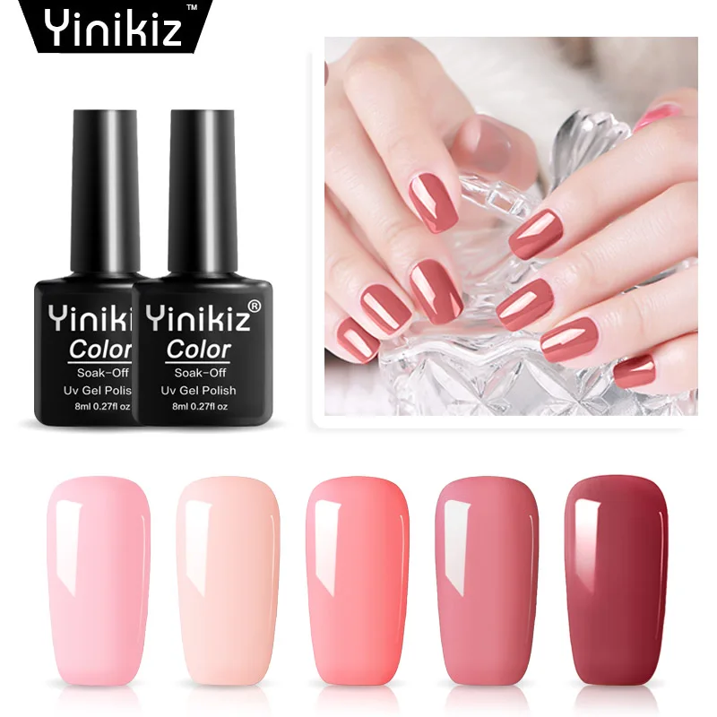

Yinikiz Gel Nail Polish Nail Art Pink Series Soak Off UV LED Fast Dry Long-Lasting Nail Gel Varnish Hot Sale
