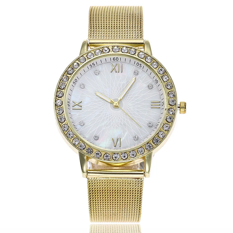 casual quartz stainless steel band marble strap watch analog wrist watch