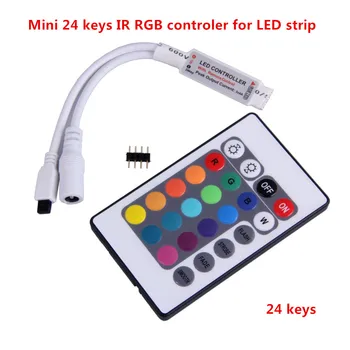 

10PCS Mini 24 Keys LED IR RGB Controller For RGB SMD 3528 5050 LED Strip LED Lights Controller IR Remote Dimmer Input DC12V 6A
