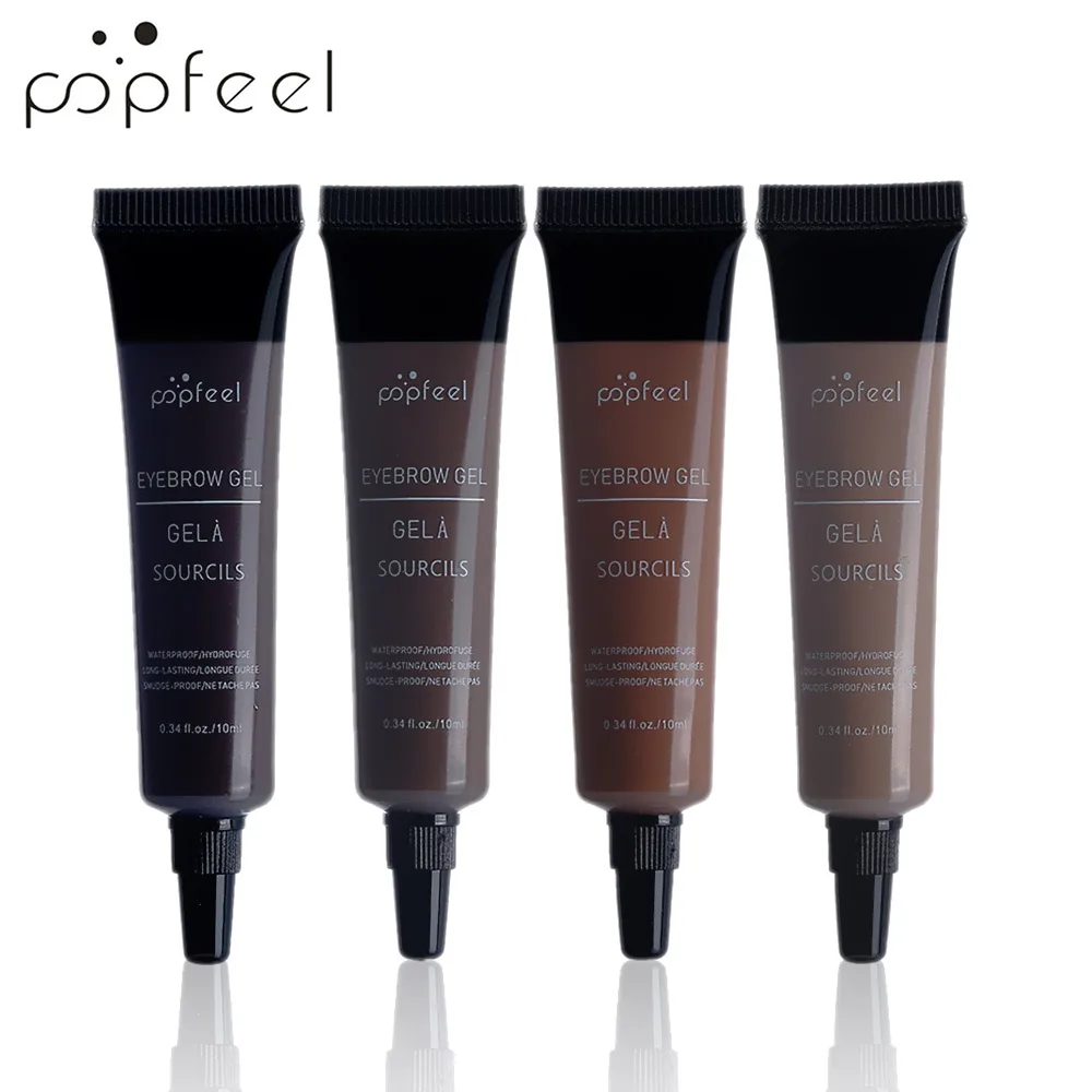 Professional Eyebrow Enhancer Makeup Henna Eyebrow Gel 4 Color Black Brown Waterproof Liquid Eye Brow Cream Cosmetics 10ml