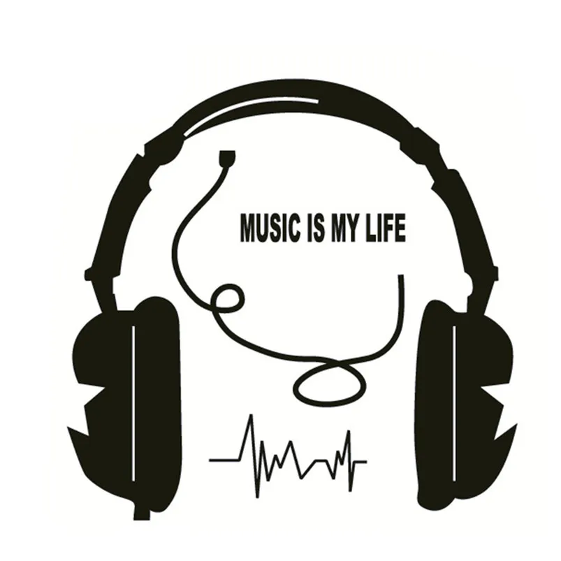 MUSIC IS MY LIFE наушники стены/виниловая наклейка на переключатель гостиной может быть использован для украшения дома съемные художественные наклейки на выключатель R18 - Цвет: Черный