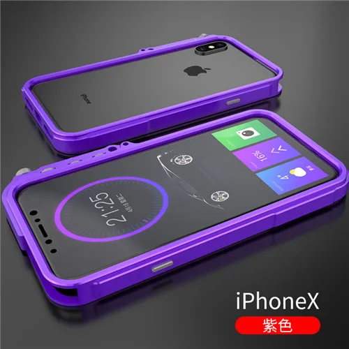 Роскошный пусковой металлический бампер чехол для телефона для iphone X 6 6 S 6 S 7 8 Plus 5 5S SE 4 4S алюминиевый чехол для iphone 7 Чехол - Цвет: Purple for IP X