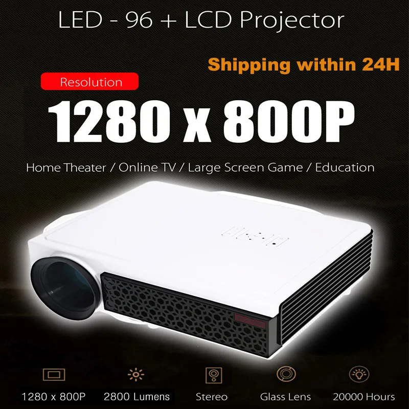 Оригинальный AAO светодиодный 96 + плюс ЖК проектор 2800 люмен WiFi 1280X800 пикселей 1080P Full