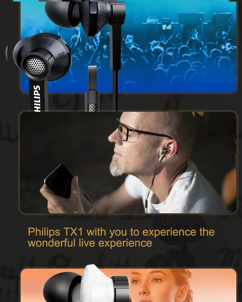 Оригинальные Наушники Philips Tx1 HiRes с высоким разрешением HIFI fever, наушники с шумоподавлением для мобильного телефона huawei