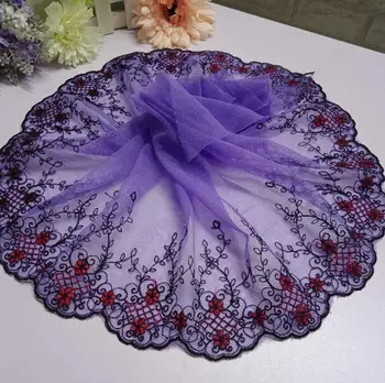 

20Yard Embroidered Purple Flower Fabric Trim Ribbon For Apparel Sewing DIY Bridal Barbie Doll Dress Window curtains Sofa