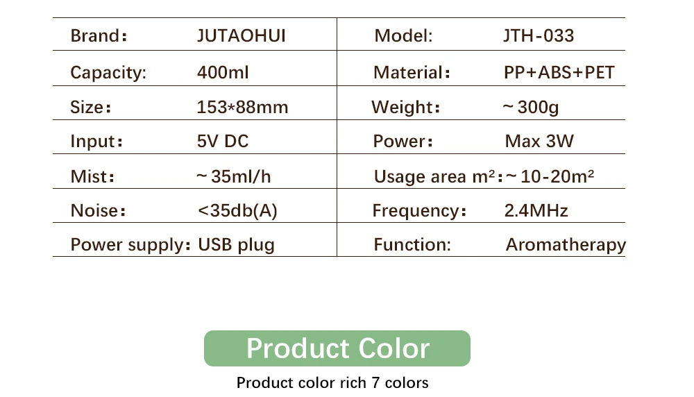 JTH-033 USB 400 мл украшение автомобиля увлажнитель спрей автомобиля Ароматерапия мини эфирное масло немой лампы очиститель воздуха