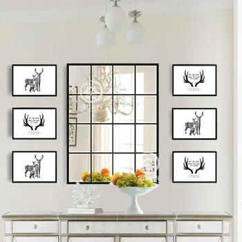 

Metal frame mirror beveled edge square wall mirror panel decorative mirror