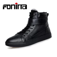 FONIRRA Men Boots Fashion Genuine Leather Ankle Winter Add Fur Boots High Top Casual Shoes High Quality Comfortable Shoes 734 ubfen men boots high quality comfortable warm ankle boots autumn winter male youth fashion casual shoes high top cotton boots