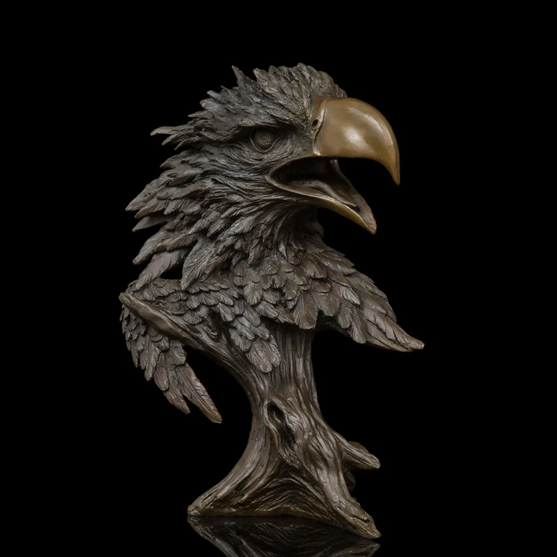 animal head real pure Brass statues Arts Crafts Copper falcon figurine