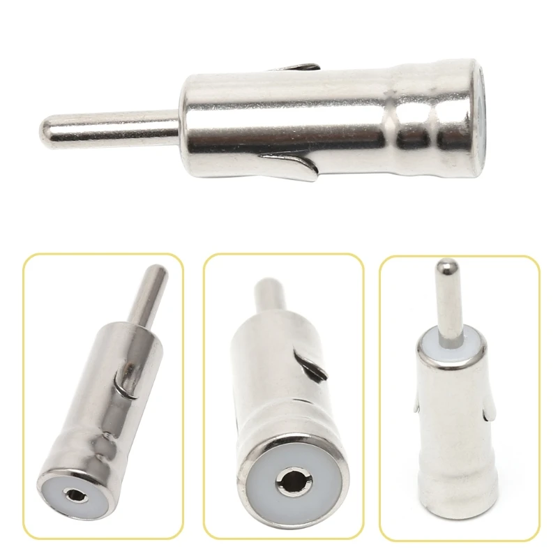 1Pc Silver Car Male Plug AM FM Radio Antenna Cable Adapters Connectors Clear Signal Car Electronics