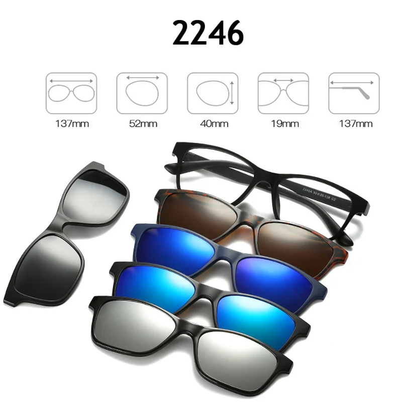 Fashion Men Sunglasses Optical Spectacle Frame Women With 5 Clip On Polarized Magnetic Glasses For Male Myopia Eyeglasses Q001