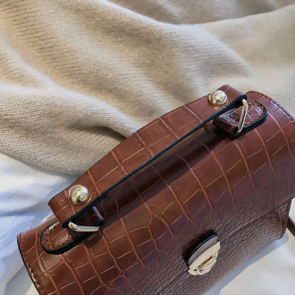 Модные однотонные коричневые cartera mujer monedero Женская винтажная сумка под крокодилью кожу дикая сумка через плечо Messenge# LR2