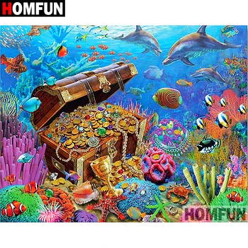 

HOMFUN Full Square/Round Drill 5D DIY Diamond Painting "Ocean Treasure" Embroidery Cross Stitch 5D Home Decor Gift A07572