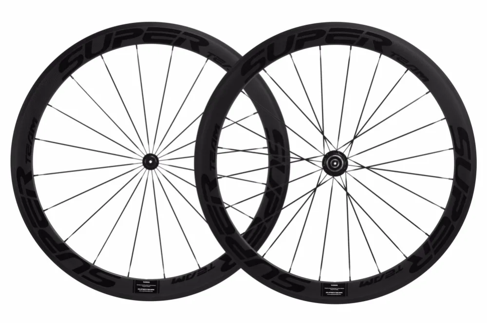 Best SUPERTEAM 50mm Clincher/Tubular Carbon Wheelset Road Bicycle Wheel Carbon Bike wheels 2