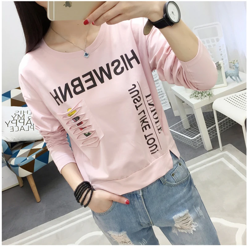 

2019 Spring Women Long Sleeve T-shirt Korean Fashion Kawaii Printed T shirt Women Casual Women Top Vetements Student T-shirt